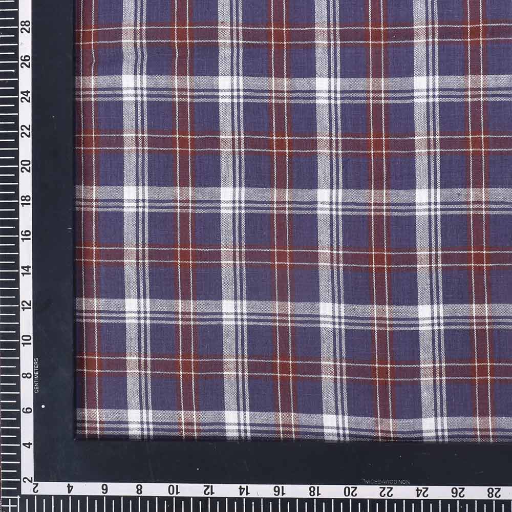 CHECK BLUE & RED PURE COTTON 96 GSM HANDWOVEN FABRIC