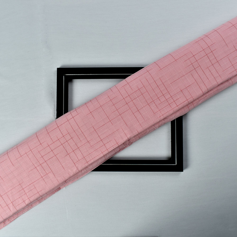Check Red Pink Yarn Tie Dye Pure Cotton 60 GSM Handwoven Fabric
