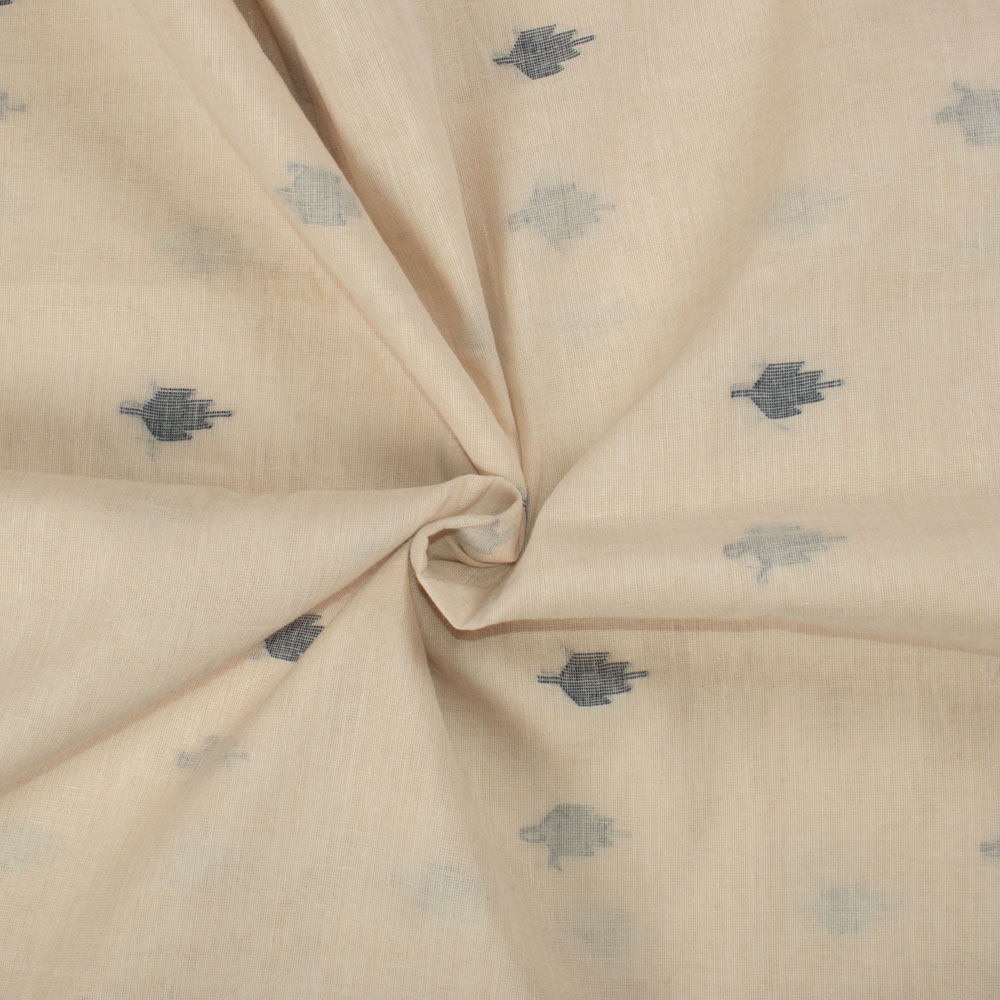 Floral Cream Jamdani Pure Cotton 55 GSM Handwoven Fabric