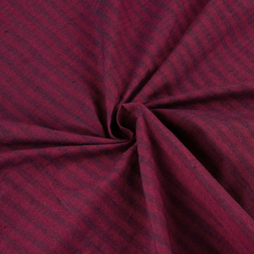Stripe Maroon Pure Cotton 92 GSM Handwoven Fabric