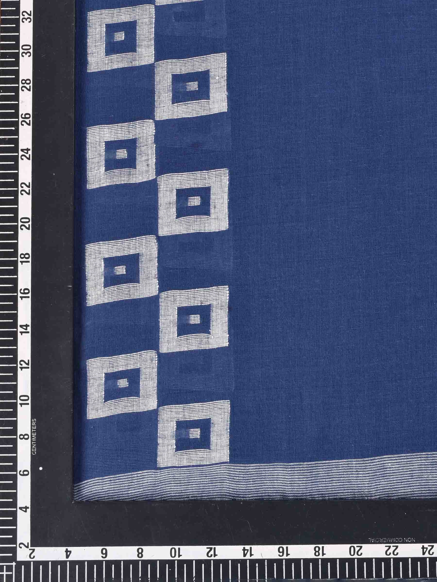 GEOMETRIC BLUE HANDWOVEN PURE COTTON SCARF 130