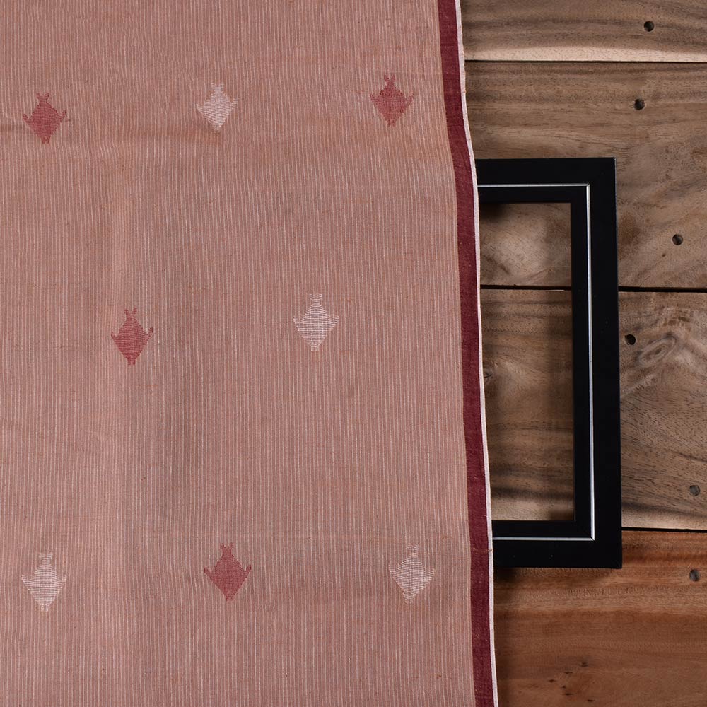 GEOMETRIC BEIGE JAMDANI KHADI COTTON 65 GSM HANDWOVEN FABRIC