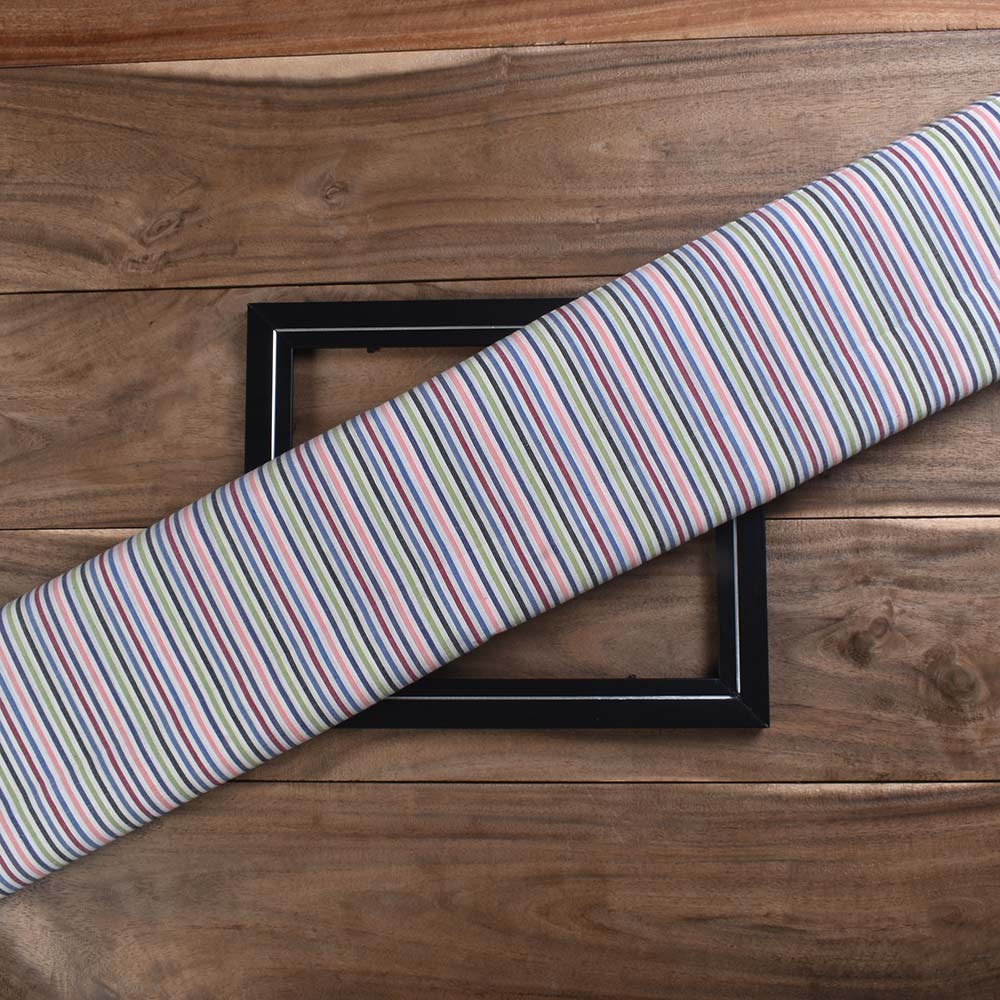 Stripe Multicolor Pure Cotton 82 GSM Handwoven Fabric