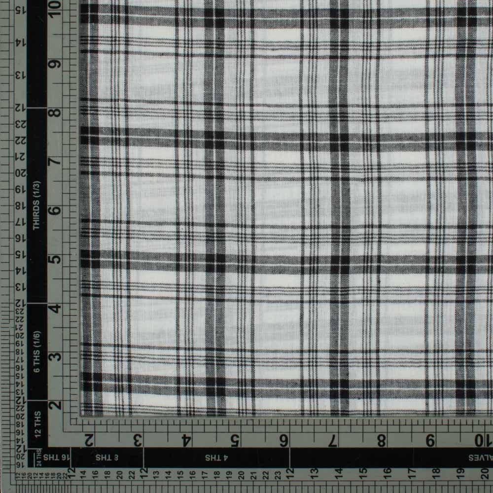 CHECK WHITE & BLACK PURE COTTON 95 GSM HANDWOVEN FABRIC