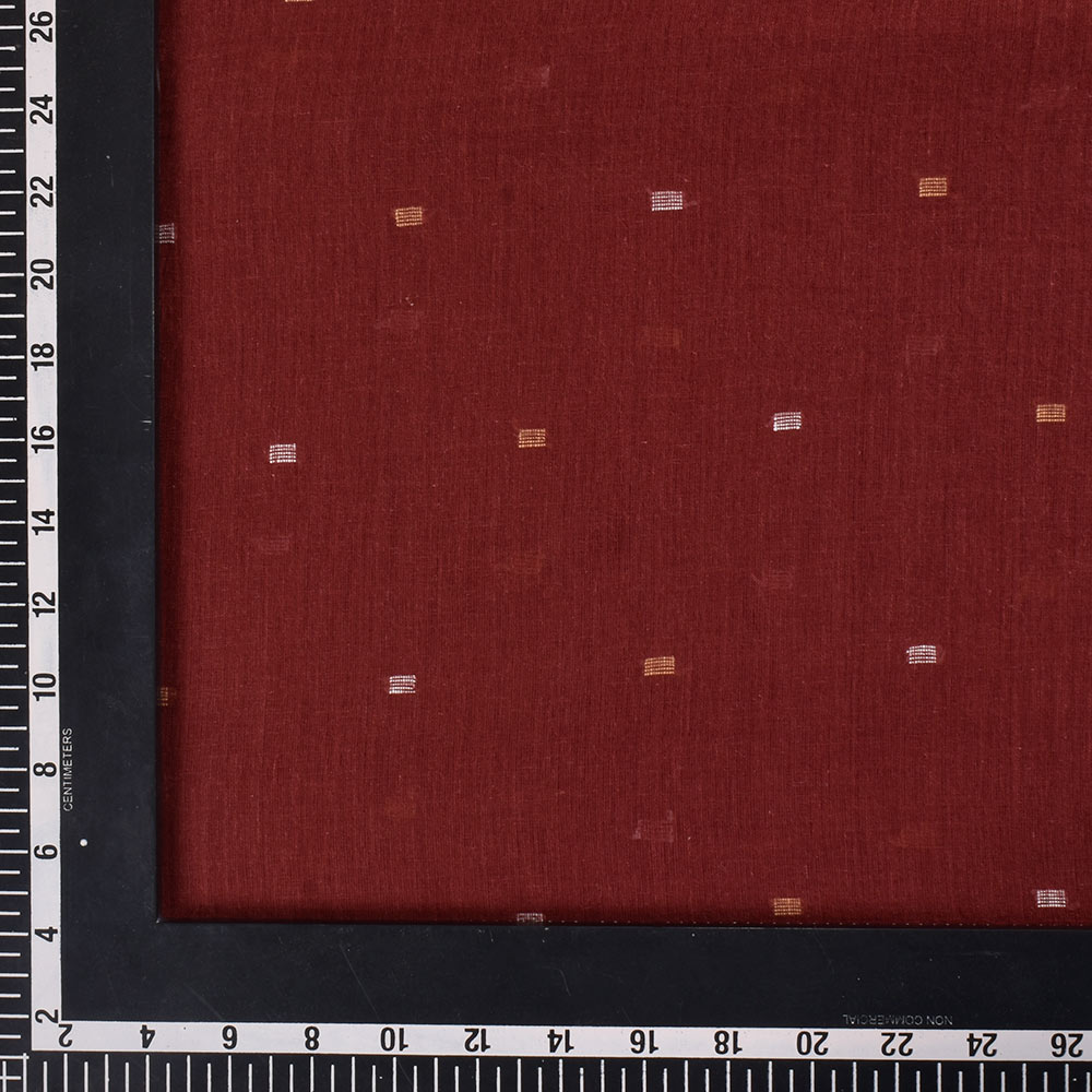 GEOMETRIC RED JAMDANI PURE COTTON 56 GSM HANDWOVEN FABRIC