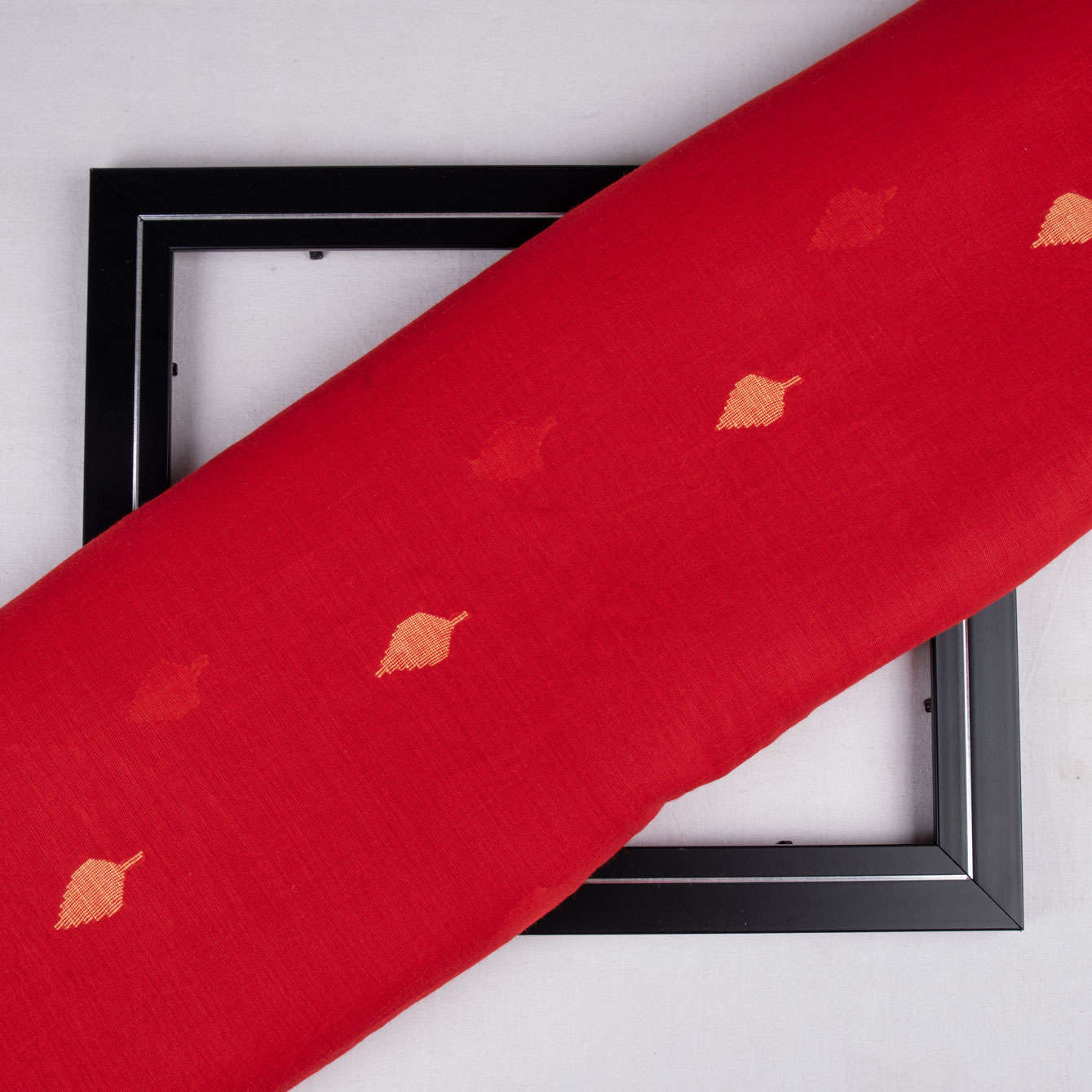 Geometric Red Jamdani Pure Cotton 58 GSM Fabric 177