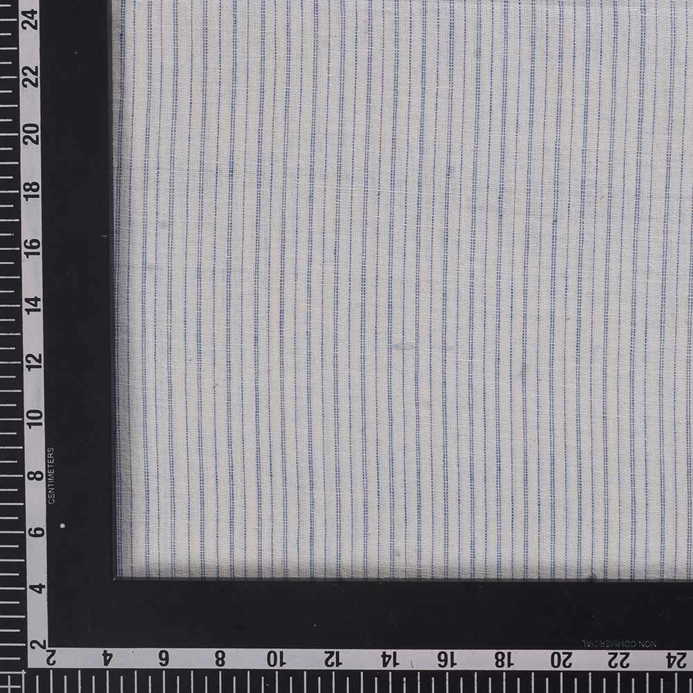 PINSTRIPE CREAM & BLUE KHADI COTTON 115 GSM HANDWOVEN FABRIC