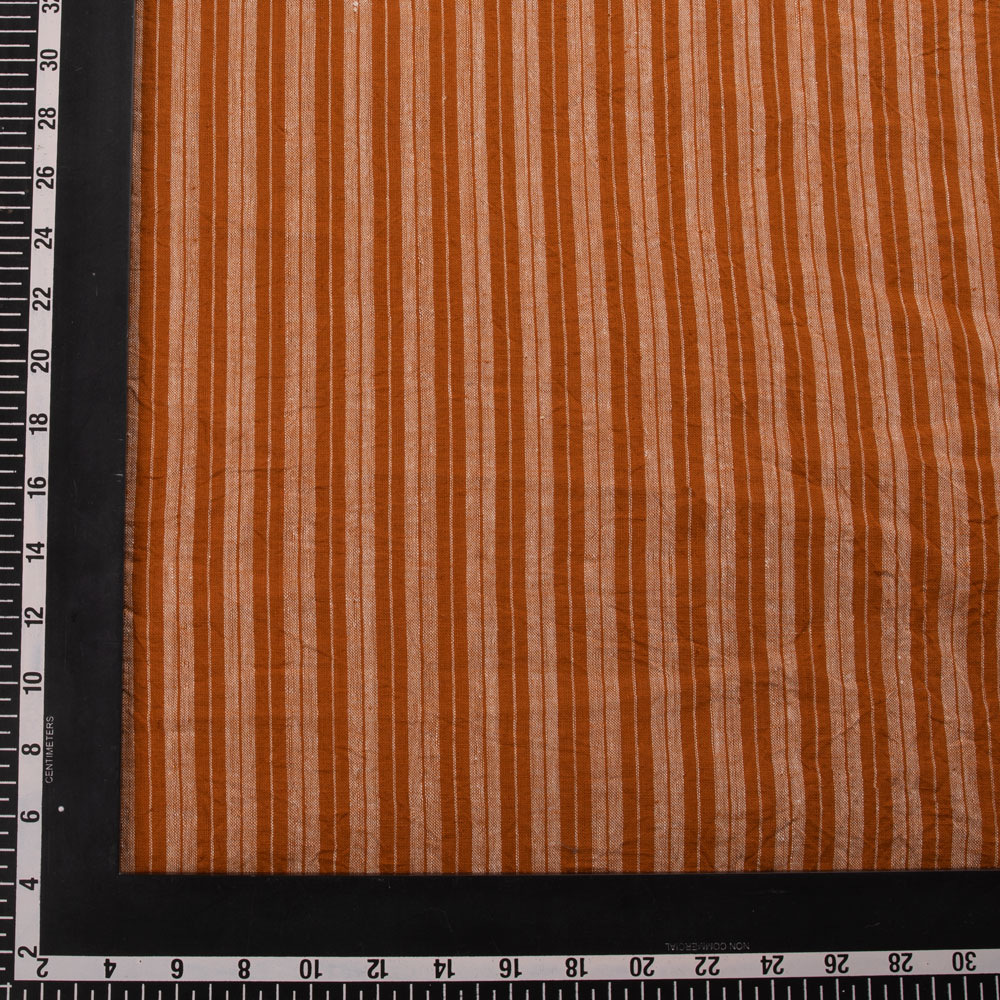 STRIPE BROWN PURE COTTON 88 GSM HANDWOVEN FABRIC 162
