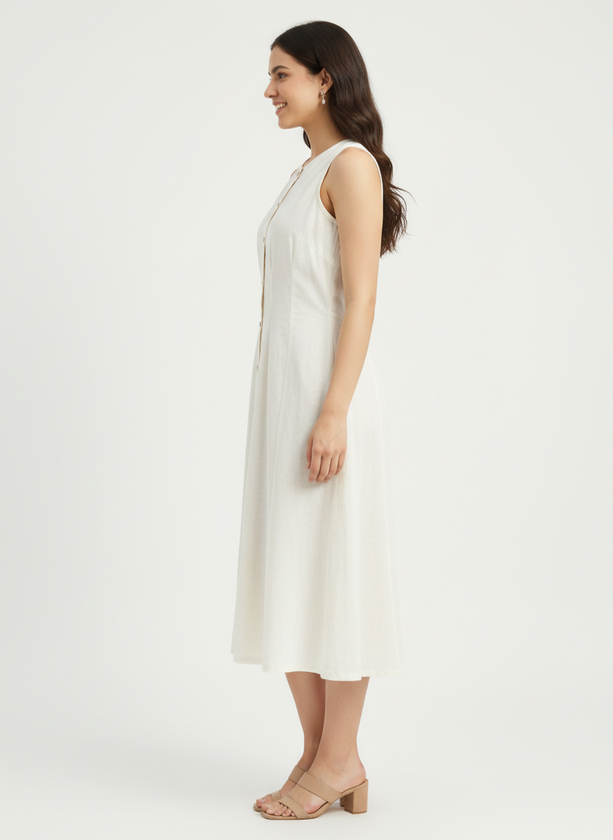 Full Buttoned Midi Dress