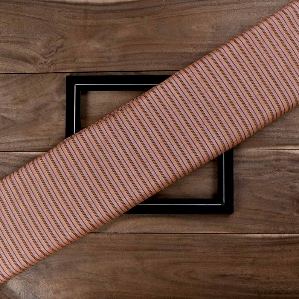 Stripe Brown Pure Cotton 83 GSM Handwoven Fabric