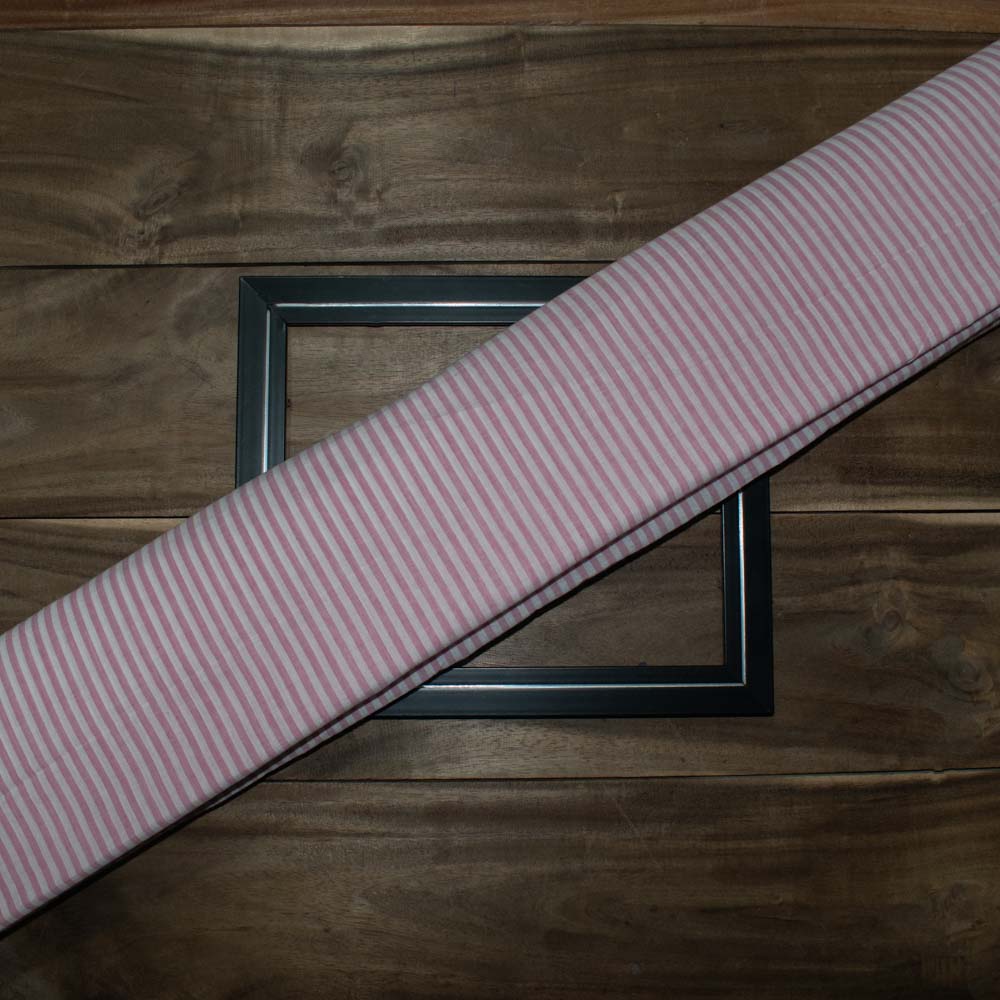 Stripe Pink White Pure Cotton 60 gsm Handwoven Fabric