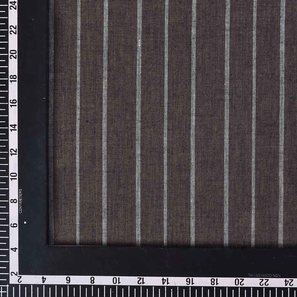 STRIPE BLACK BROWN PURE COTTON 106 GSM HANDWOVEN FABRIC 