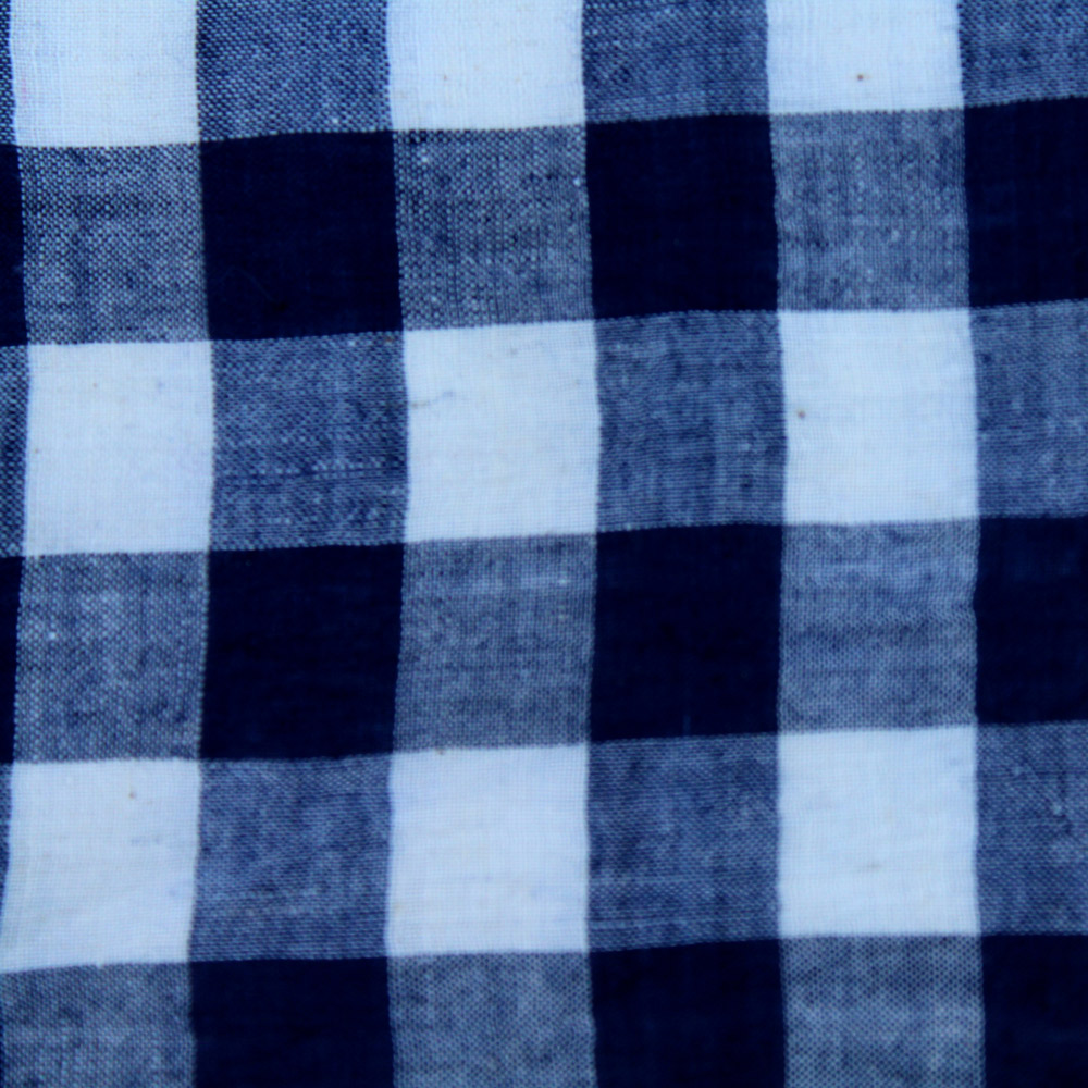 CHECK BLUE & WHITE PURE COTTON 70 GSM HANDWOVEN FABRIC