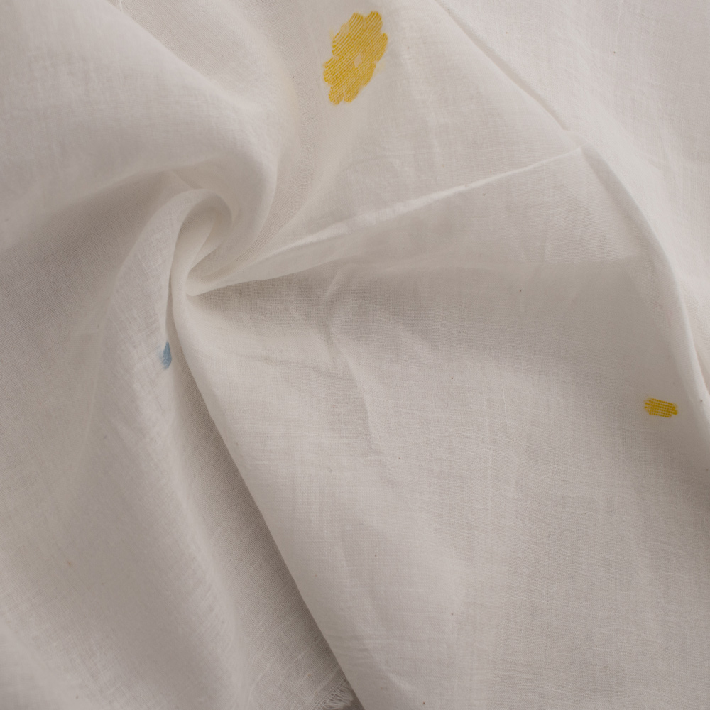 Geometric White Jamdani Pure Cotton 55 GSM Fabric 13