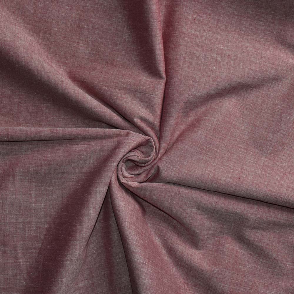 Chambray Dark Pink Khadi Cotton 62 GSM Handwoven Fabric