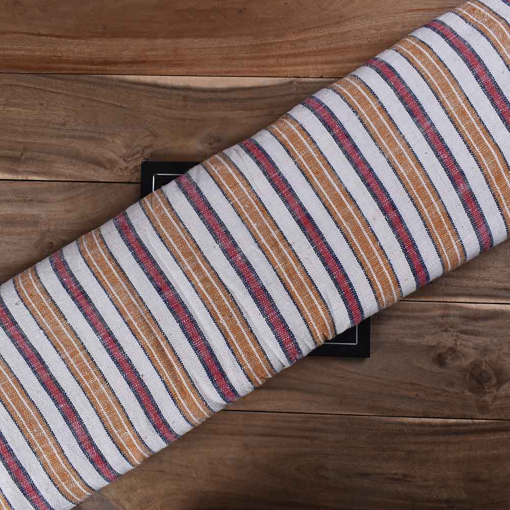 Stripe Multicolor Pure Khadi 265 GSM Handwoven Fabric