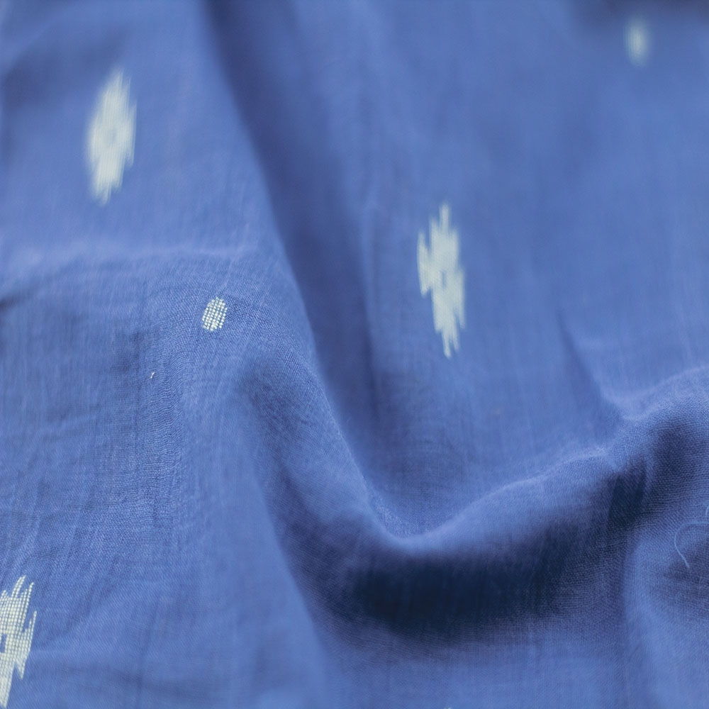 Geometric Blue Jamdani Pure Cotton 55 GSM Fabric 67