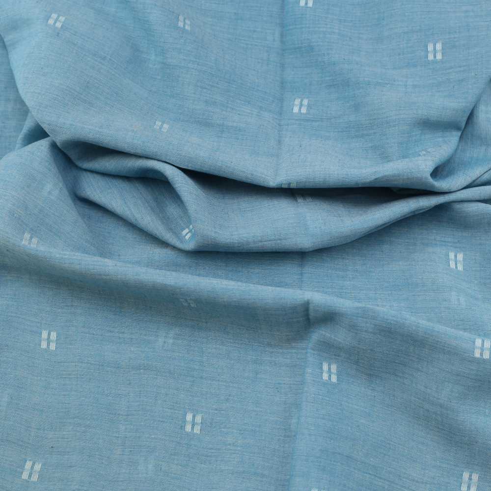 GEOMETRIC LIGHT BLUE JAMDANI PURE COTTON 55 GSM FABRIC 101