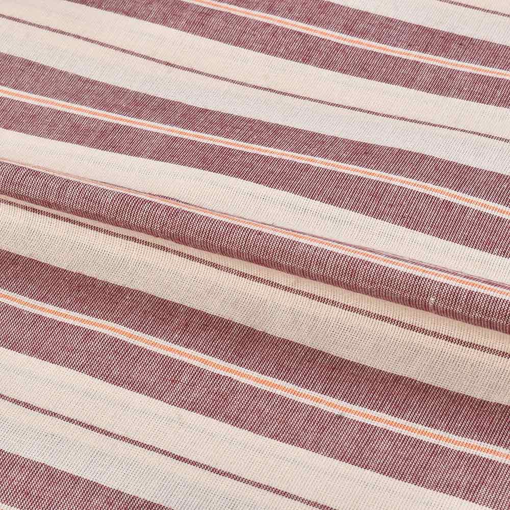 STRIPE CREAM & BROWN PURE COTTON 95 GSM HANDWOVEN FABRIC