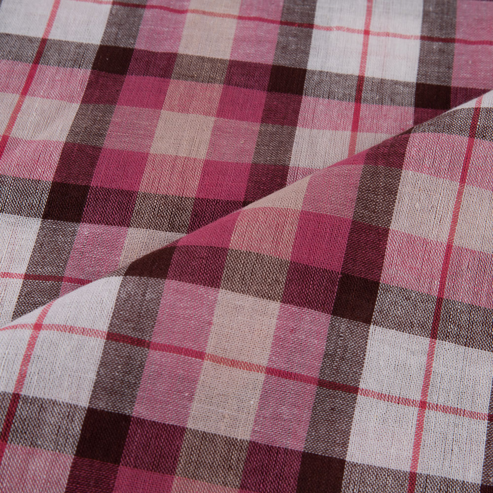 CHECK RED PURE COTTON 92 GSM HANDWOVEN FABRIC