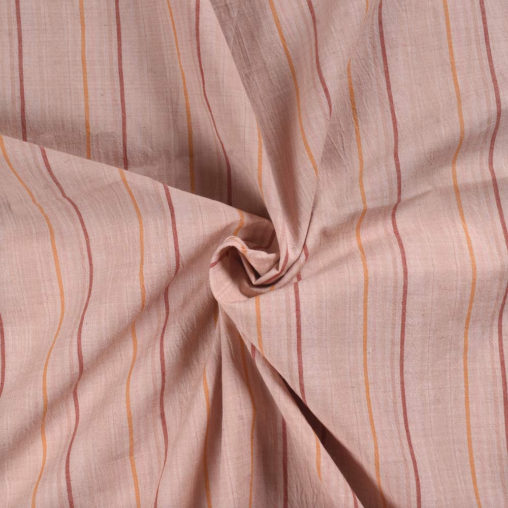 Stripe Baby Pink Pure Cotton 71 GSM Handwoven Fabric