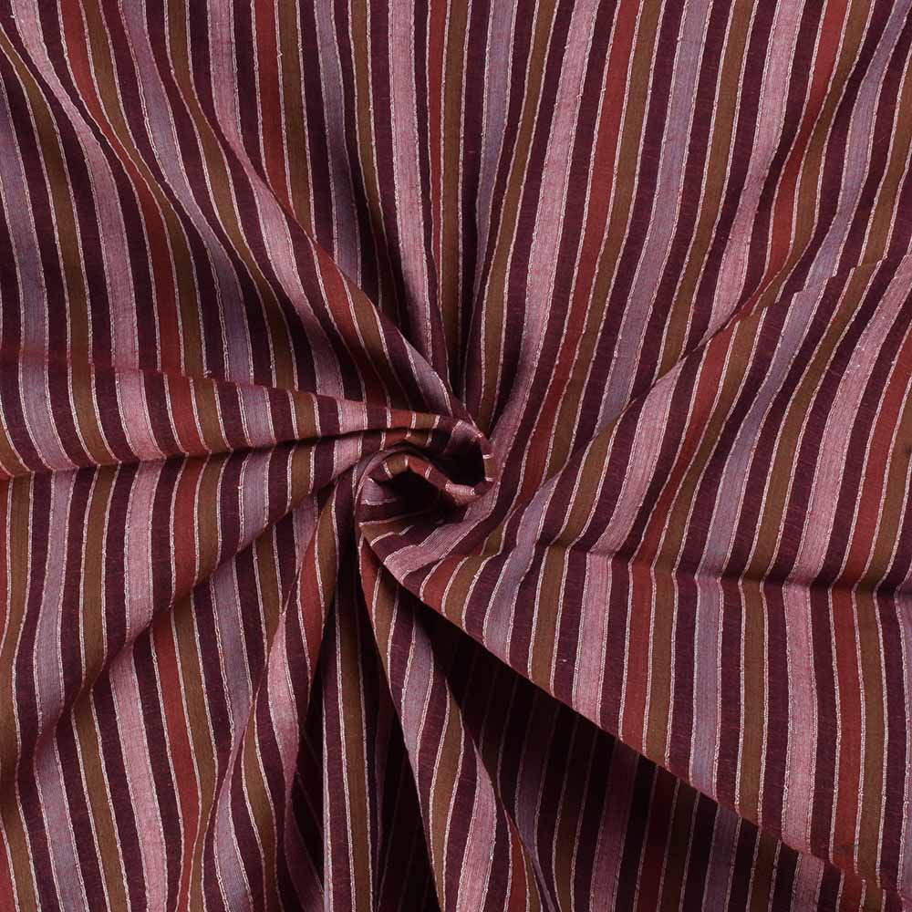 Stripe Multicolor Pure Cotton 60 GSM Handwoven Fabric 311