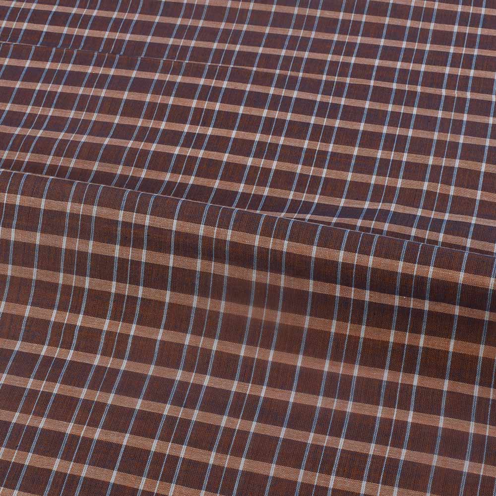 CHECK BROWN PURE COTTON 76 GSM HANDWOVEN FABRIC