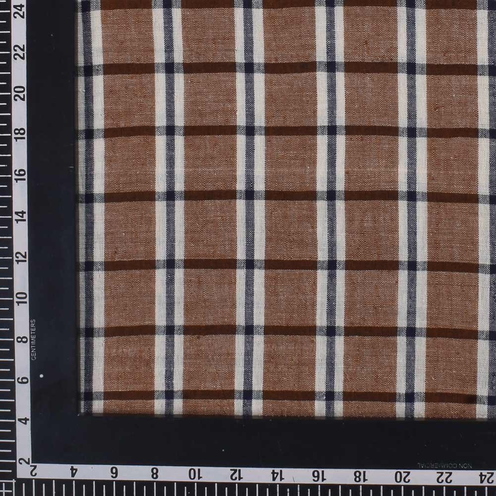 CHECK BROWN & BLACK PURE COTTON 97 GSM HANDWOVEN FABRIC