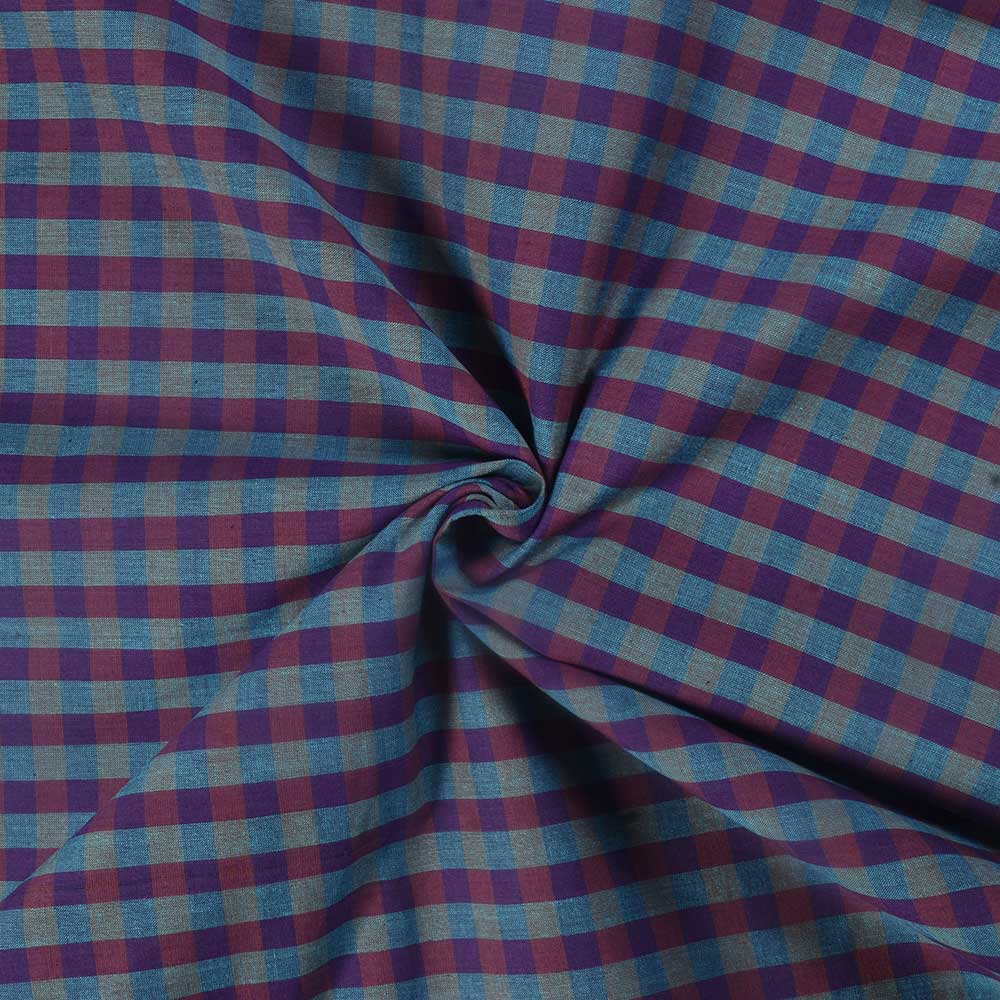 Check Multicolored Pure Cotton 98 GSM Handwoven Fabric