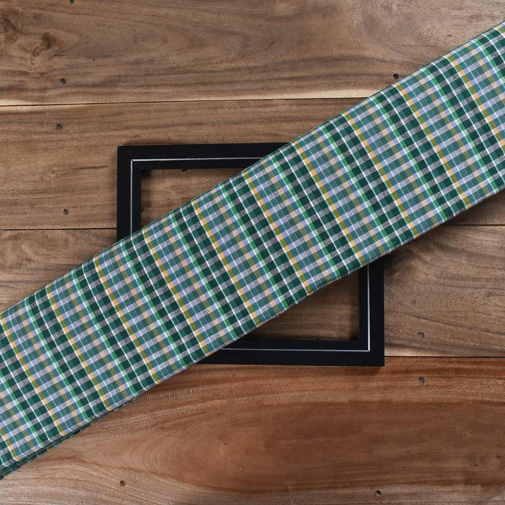 Check Multicolored Khadi Cotton 114 GSM Handwoven Fabric