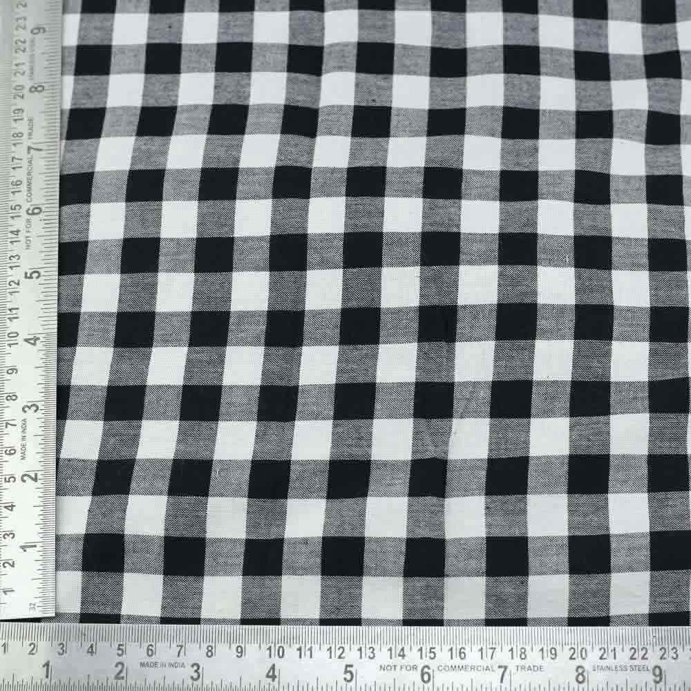 CHECK BLACK & WHITE PURE COTTON 68 GSM HANDWOVEN FABRIC