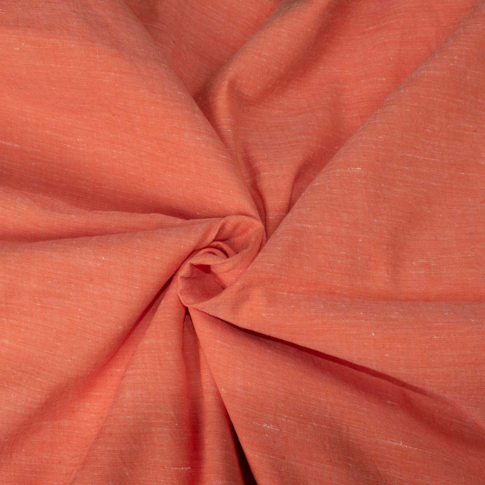Chambray Orange Khadi Cotton 92 GSM Handwoven Fabric As11