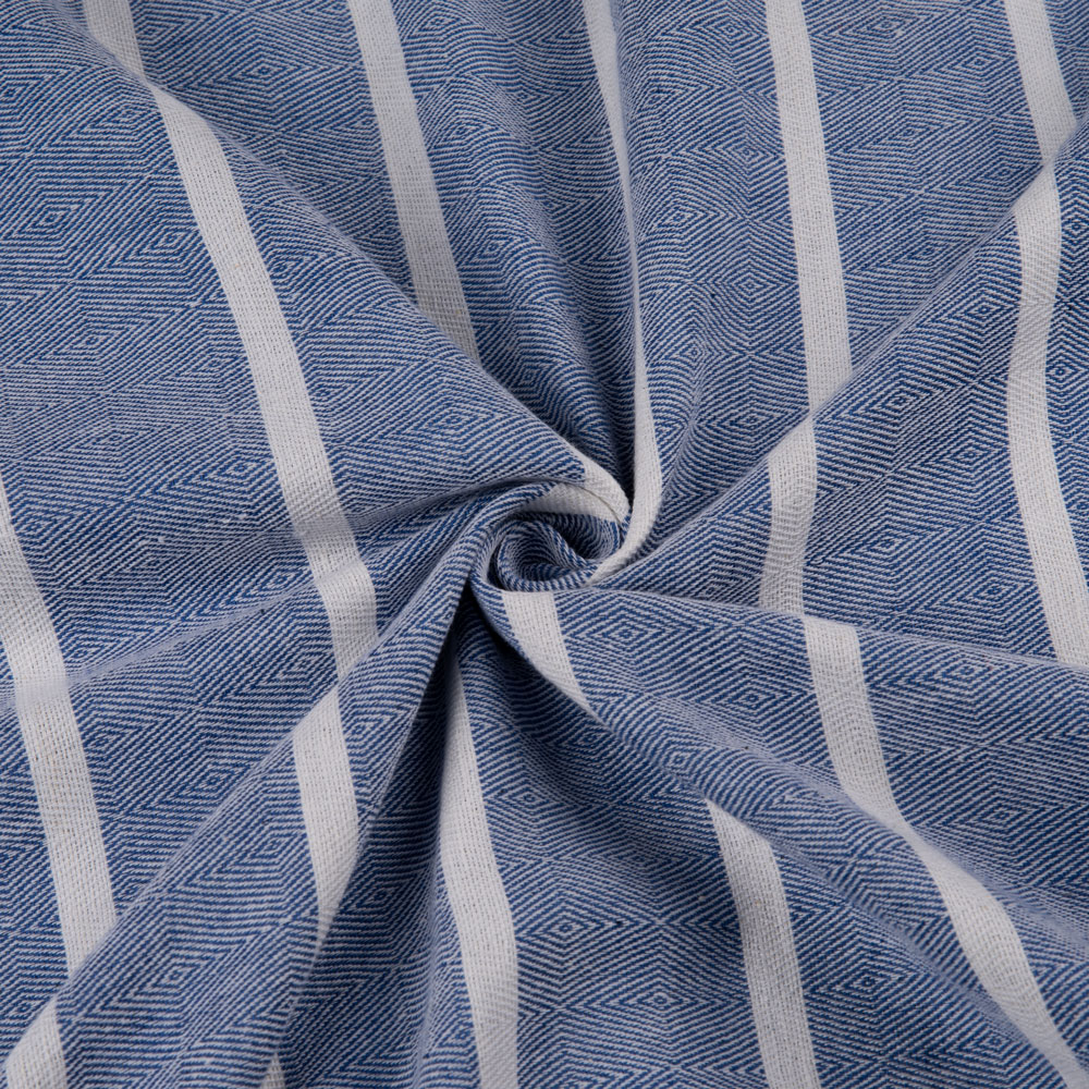 Stripe Diamond Twill Blue Jacquard Cotton Khadi 145 GSM Fabric