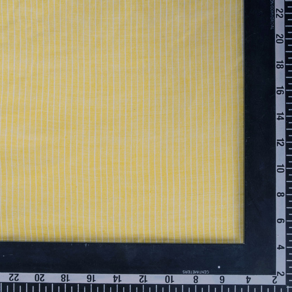 PINSTRIPE YELLOW & WHITE PURE COTTON 86 GSM HANDWOVEN FABRIC
