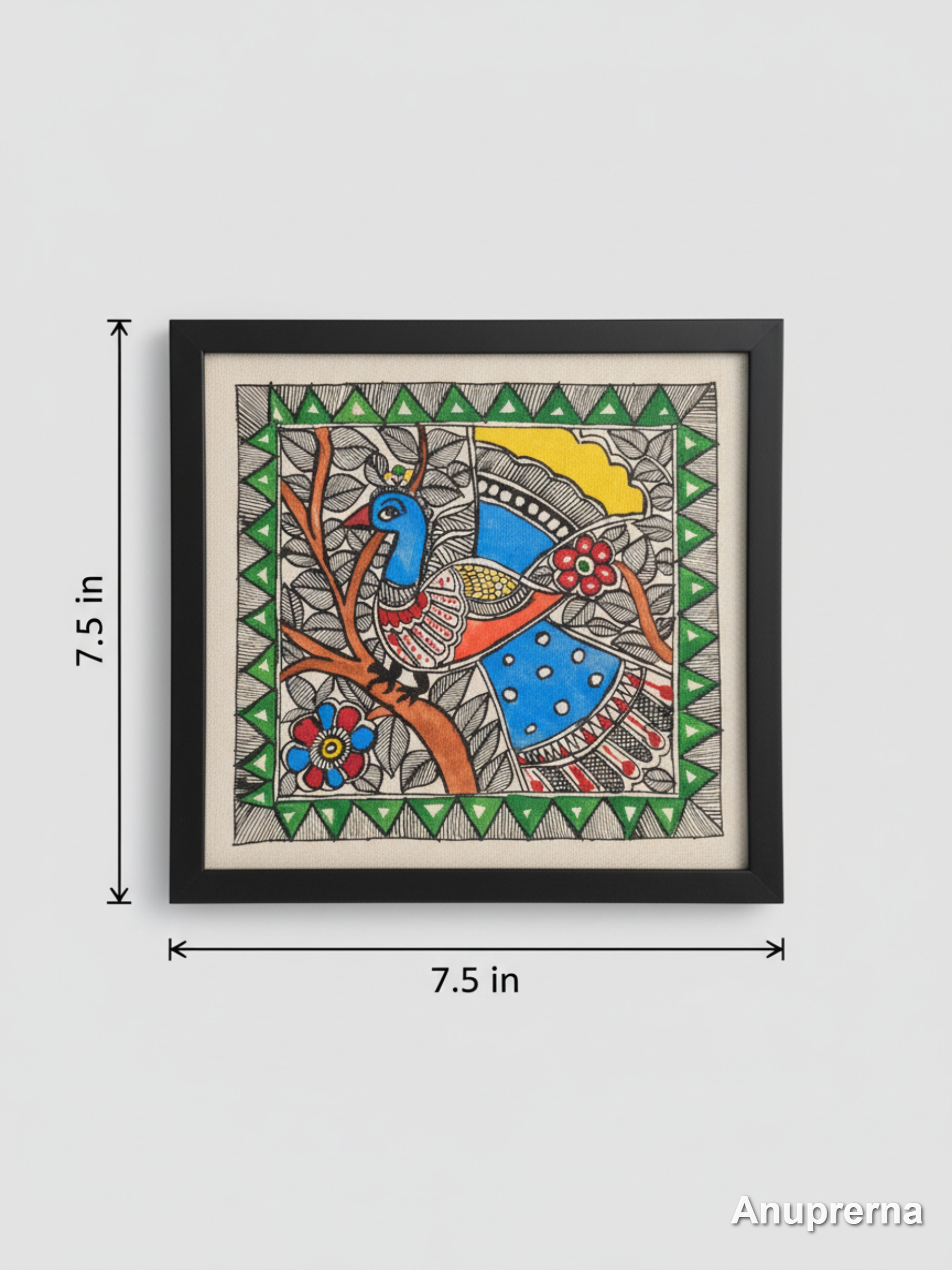 Ornamented Bird Madhubani Wall Art Decor