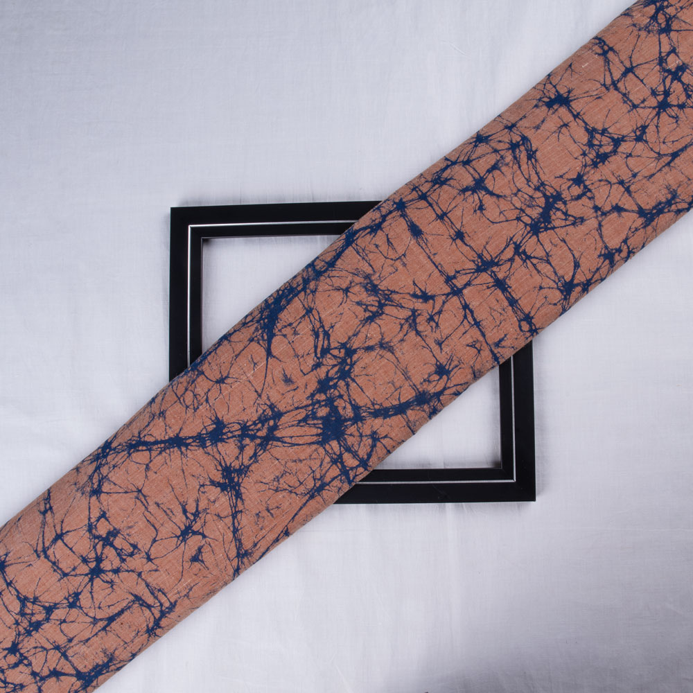 Abstract Brown Screenprinted Cotton Khadi 85 GSM Handwoven Fabric