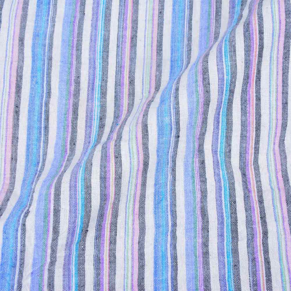 Stripe Purple Multicolour Khadi Cotton 125 GSM Handwoven Fabric