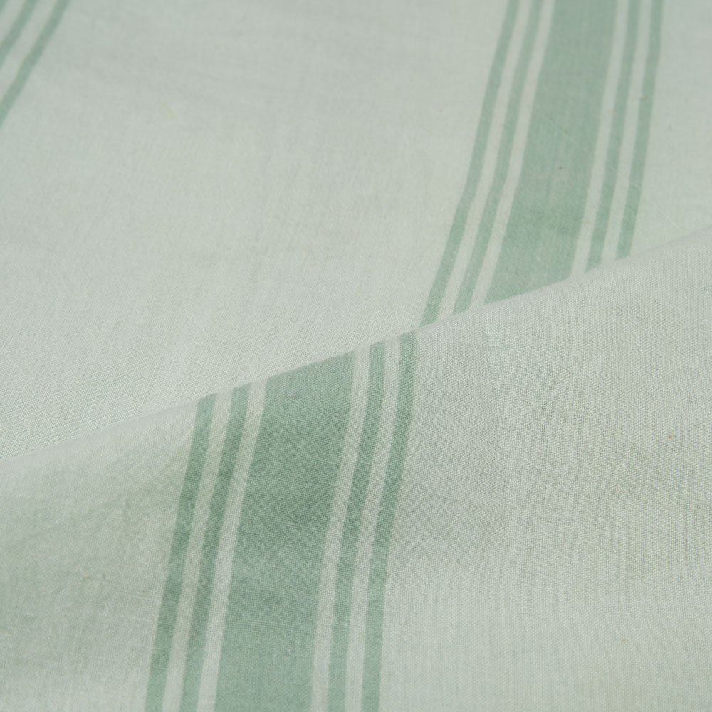 STRIPE LIGHT SAGE GREEN KHADI COTTON 88 GSM HANDWOVEN FABRIC
