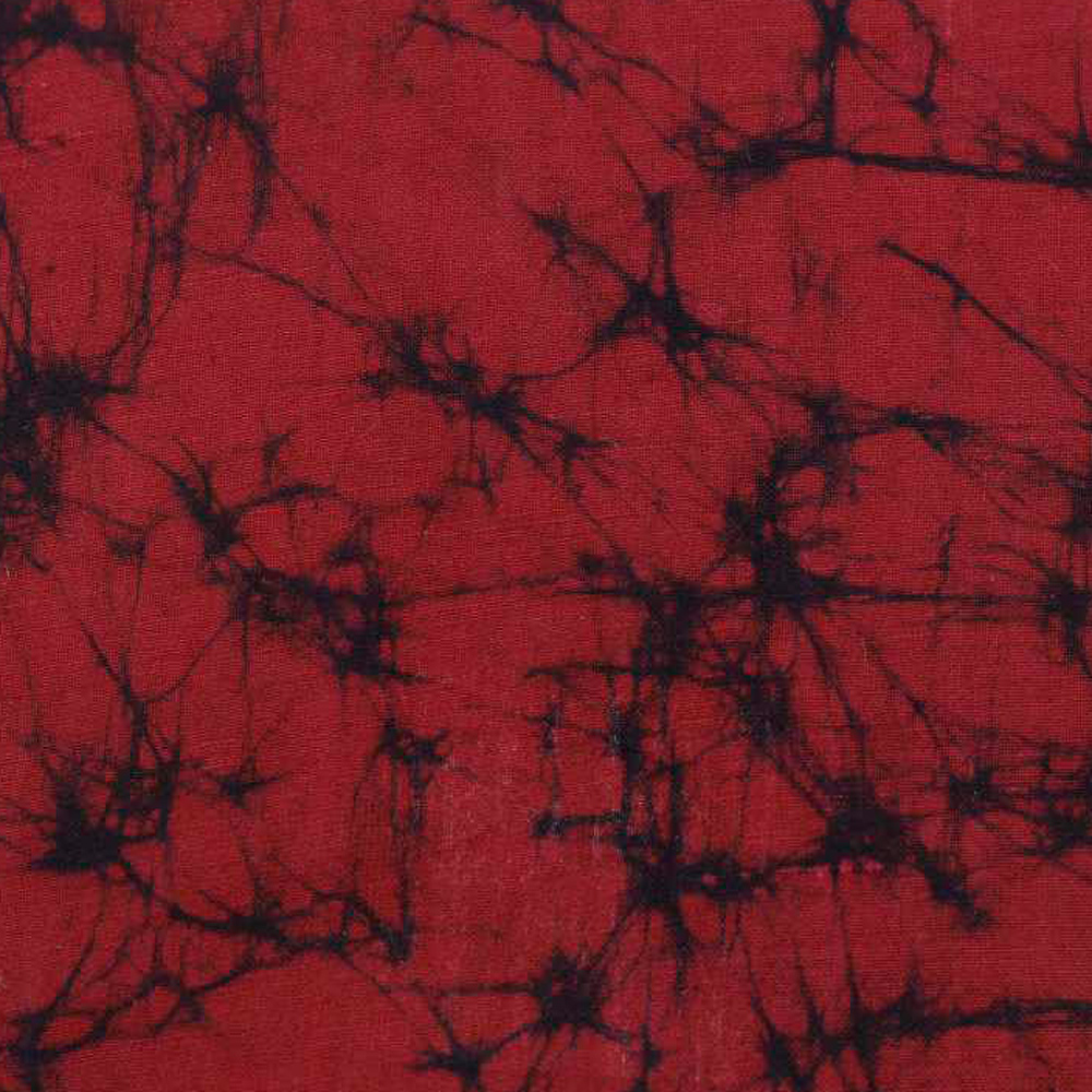 Abstract Red Batik Cotton Khadi 112 GSM Fabric - Hand Printed