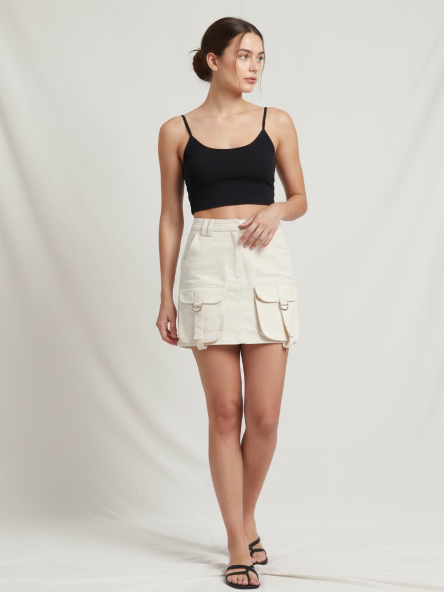 Double Front Pockets Short Skirt