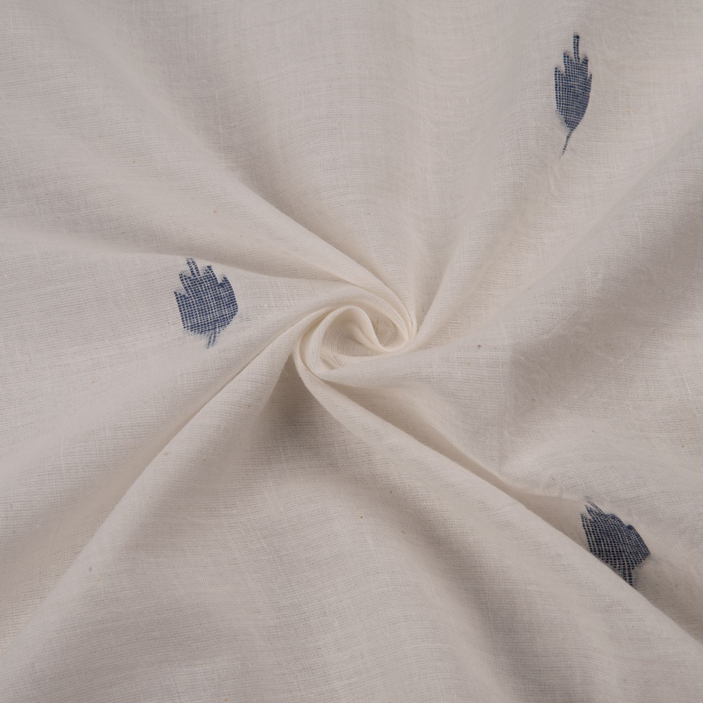 Geometric White Jamdani Pure Cotton 56 GSM Handwoven Fabric 189