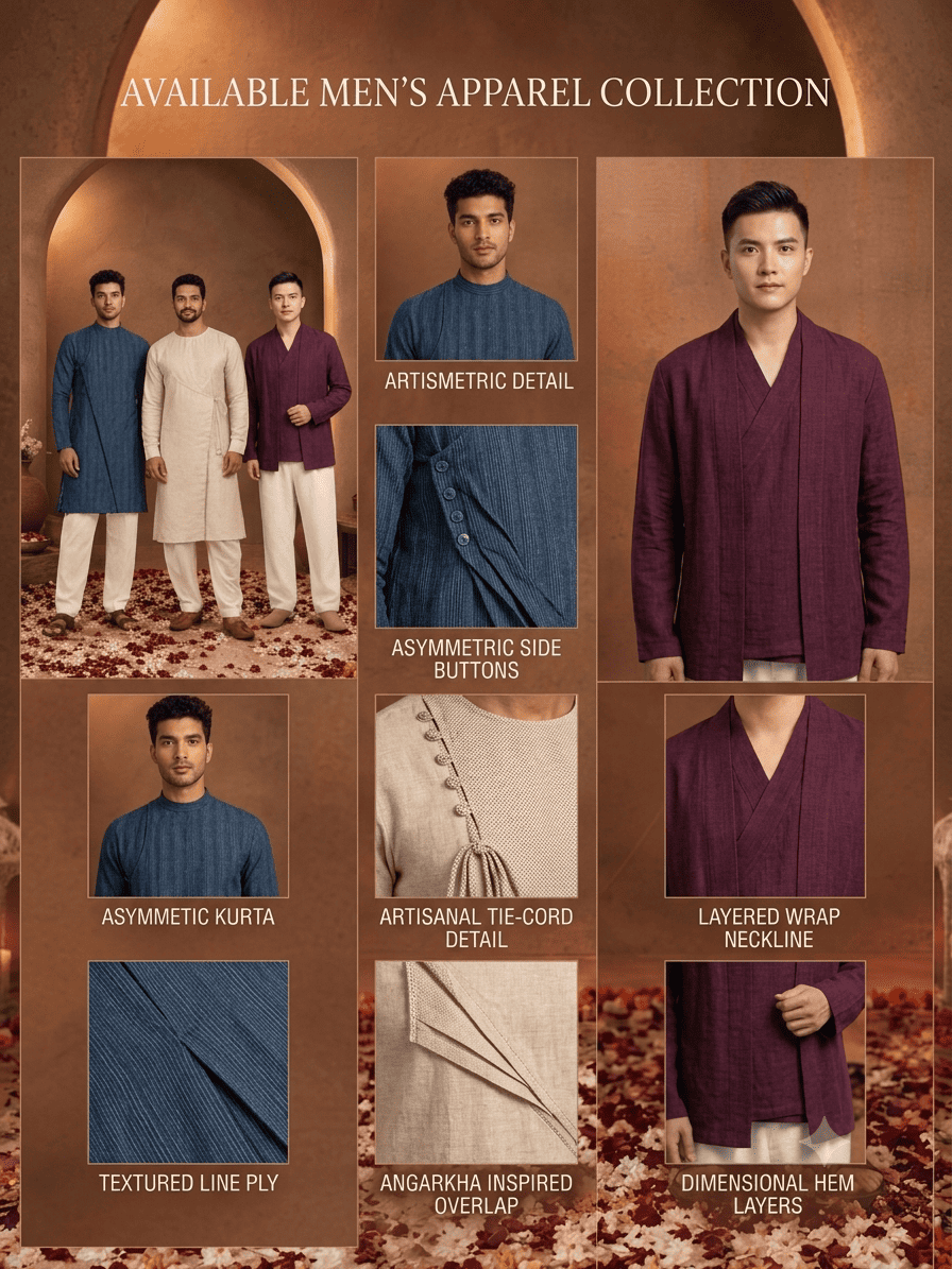 Angrakha kurtas for men in modern festive styles.