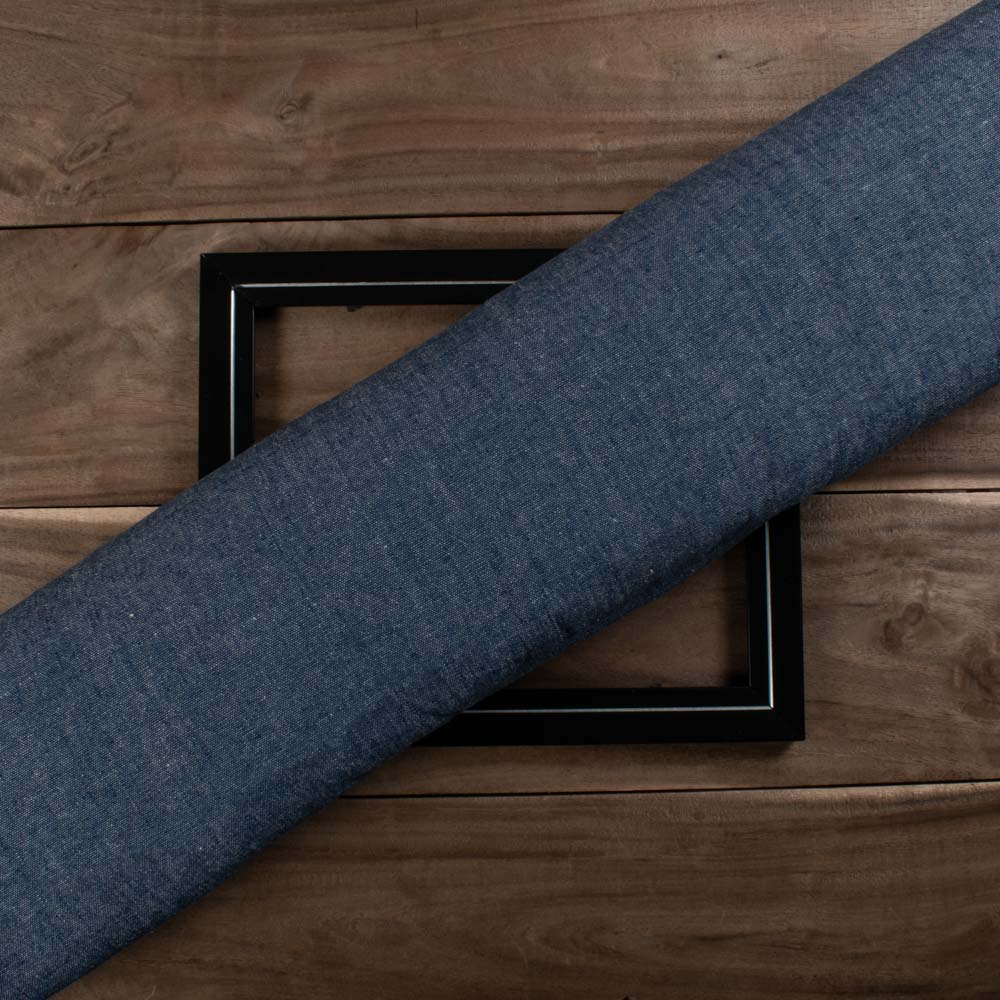 Chambray Blue Pure Cotton 222 GSM Handwoven Fabric