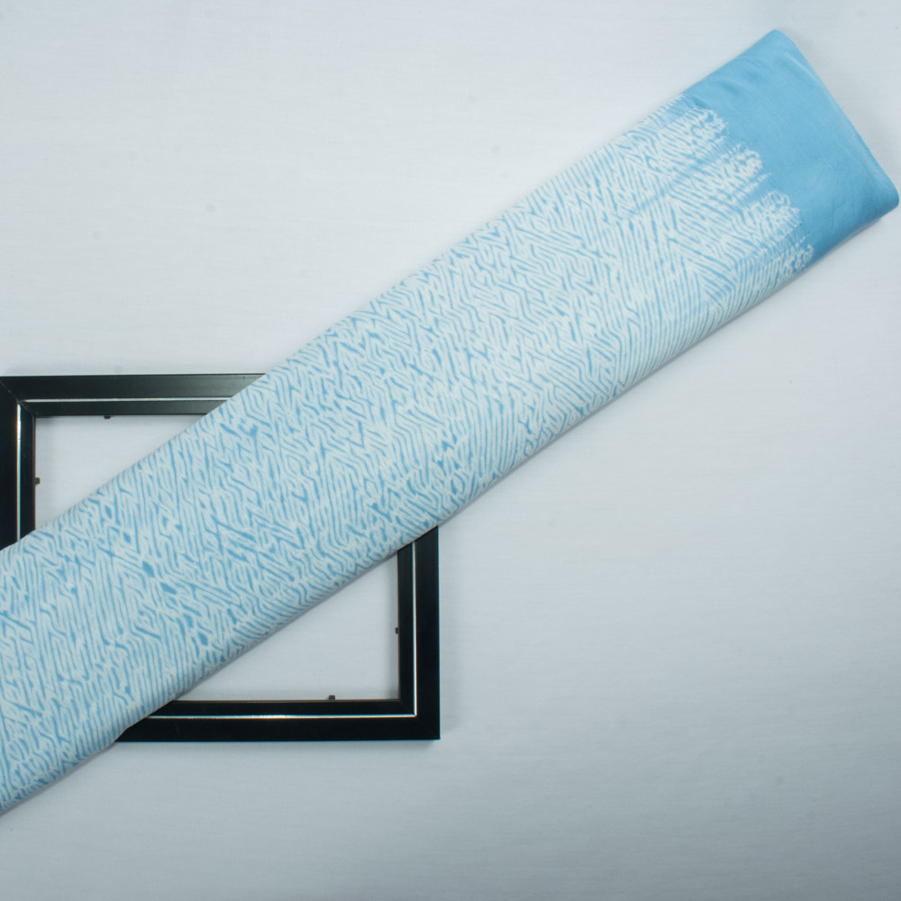 Abstract Sky Blue Shibori 90 GSM Pure Cotton Fabric