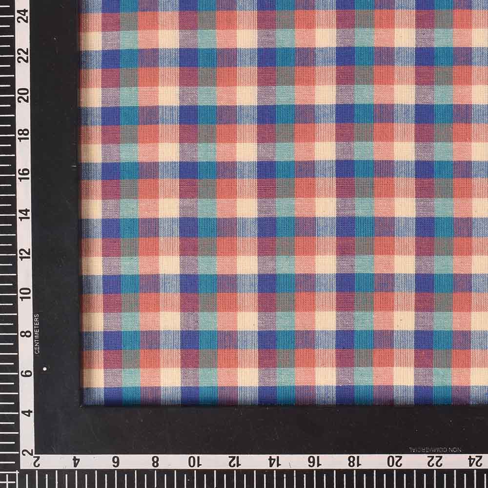CHECK MULTICOLOUR PURE COTTON 96 GSM HANDWOVEN FABRIC