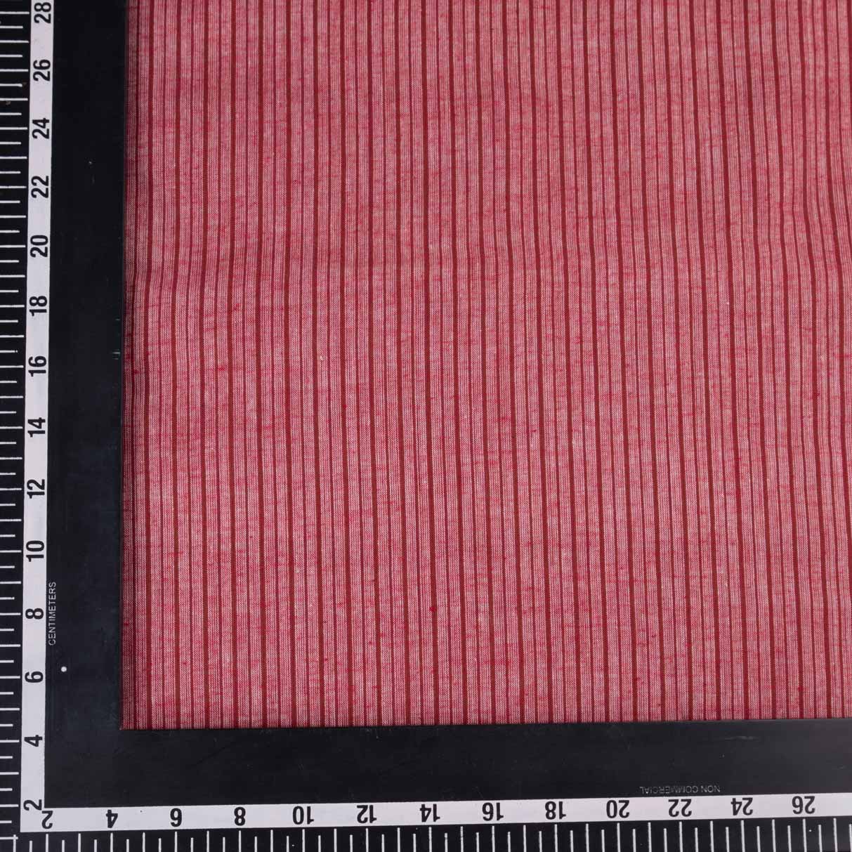 PINSTRIPE RED PURE COTTON 63 GSM HANDWOVEN FABRIC