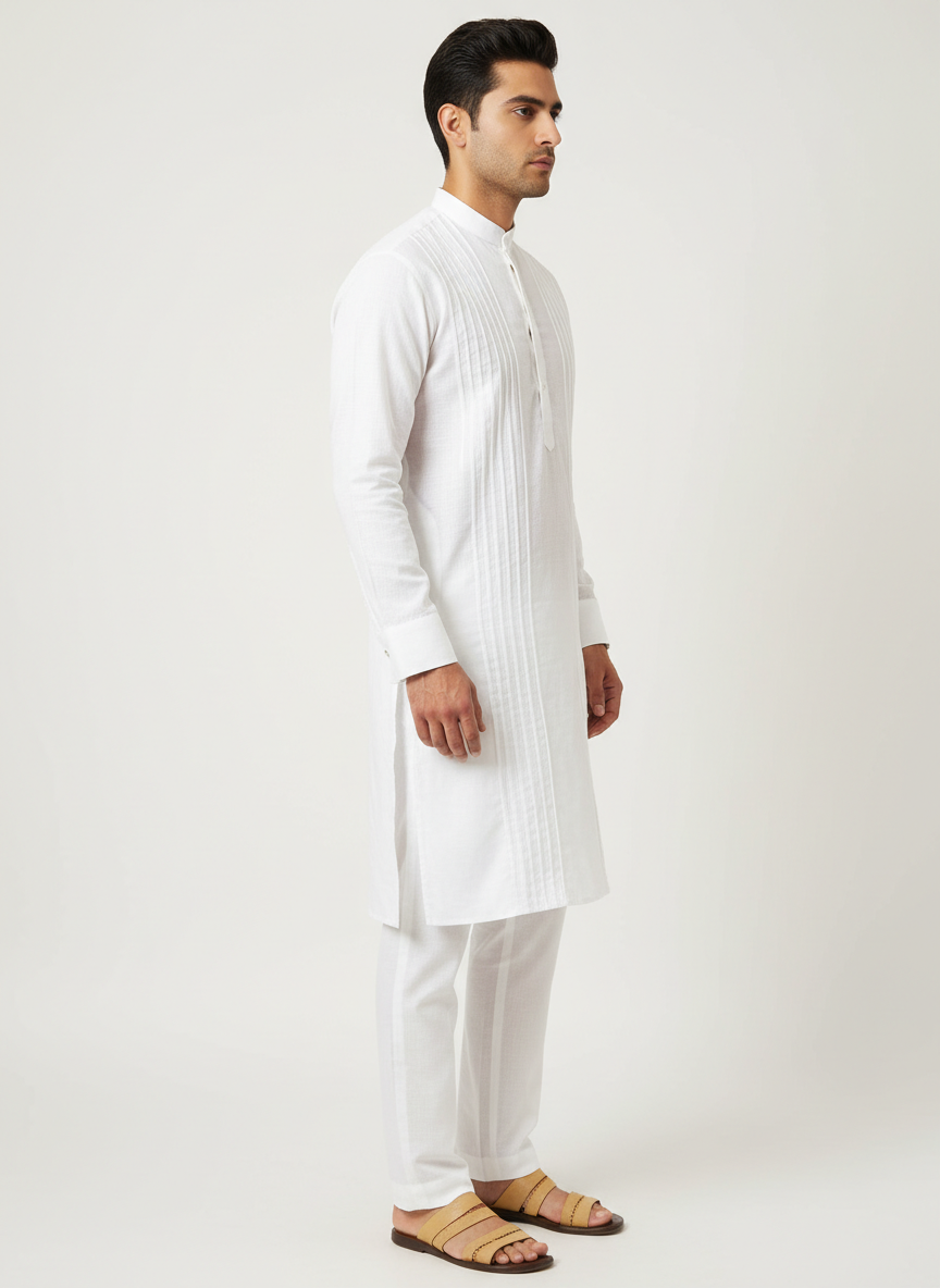 Men's Kurta With Straight Tucks