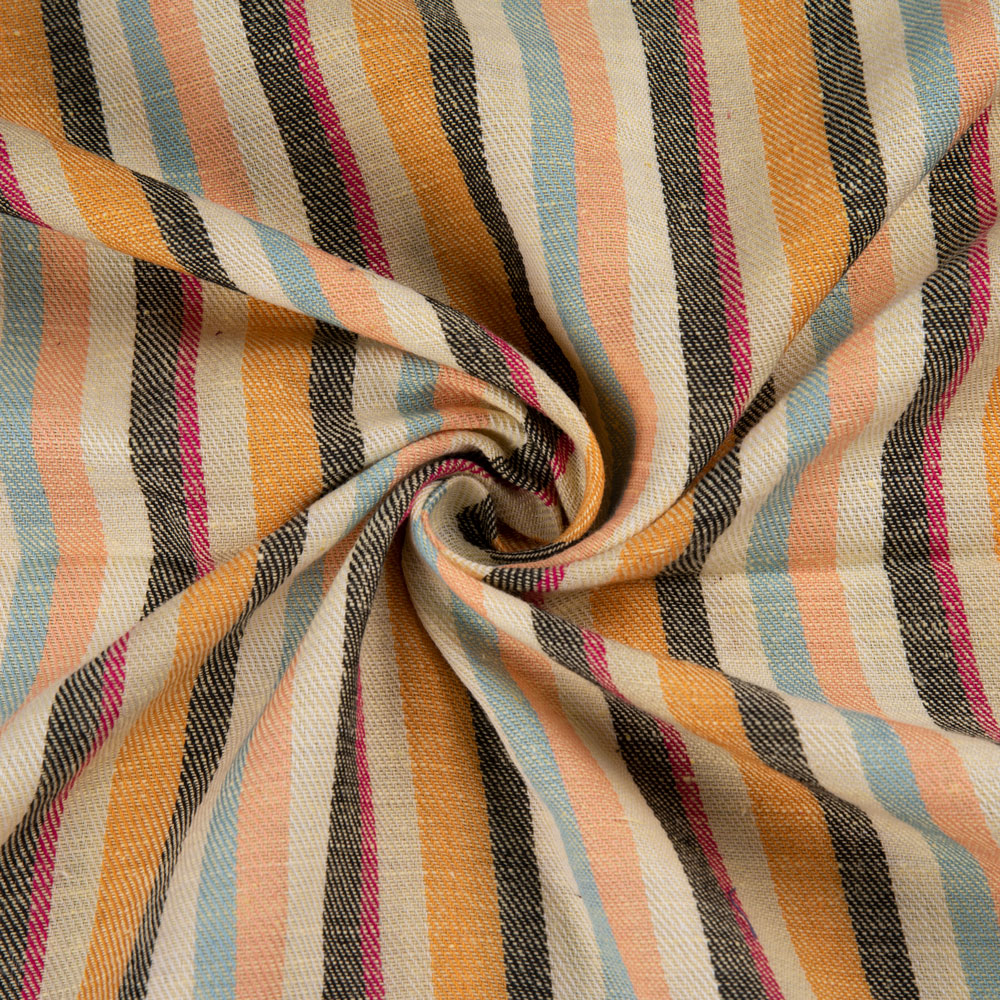 Stripe Twill Multi Color Cotton Khadi 115 GSM Handwoven Fabric