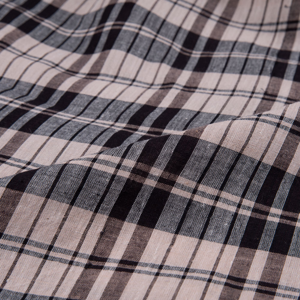 CHECK GREY PURE COTTON 70 GSM HANDWOVEN FABRIC