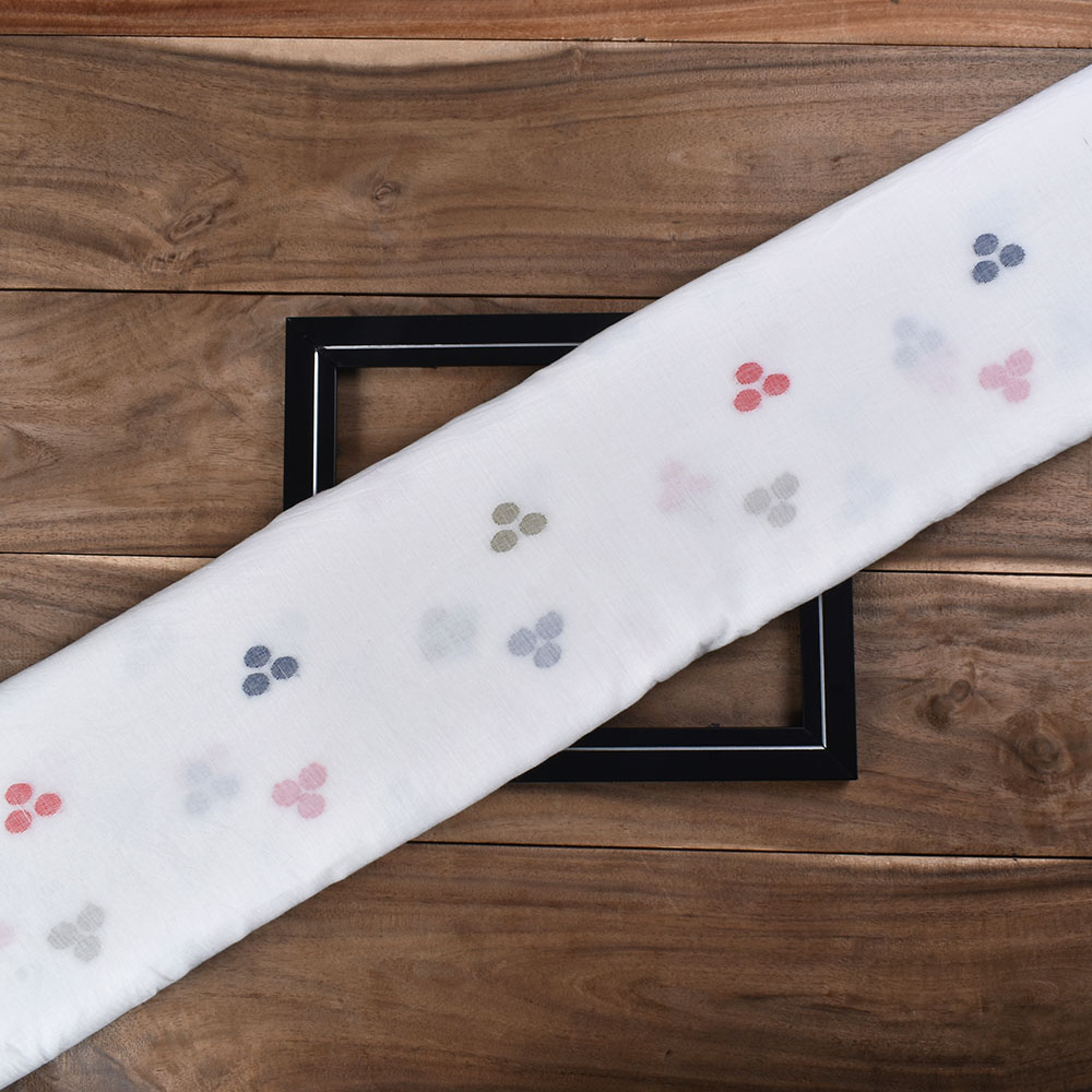Geometric White Jamdani Pure Cotton 58 GSM Handwoven Fabric